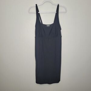 Lands'end black one-piece swimsuit dress with attached shorts size 14 long